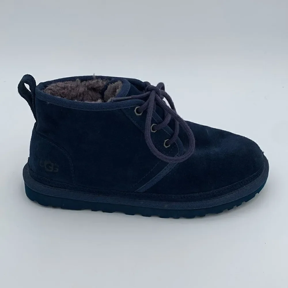UGG Neumel dark blue suede leather shearling wool lined lace up men’s 7